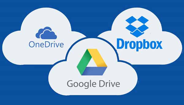 Cloud Sorage: OneDrive, Google-Drive, DropBox.