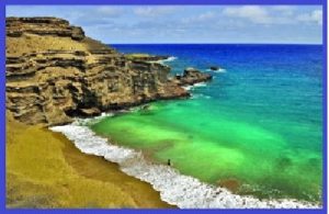 Papakolea - пляж с зеленым песком на Гавайях
