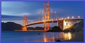 Мост Золотые Ворота в Сан-Франциско ночью