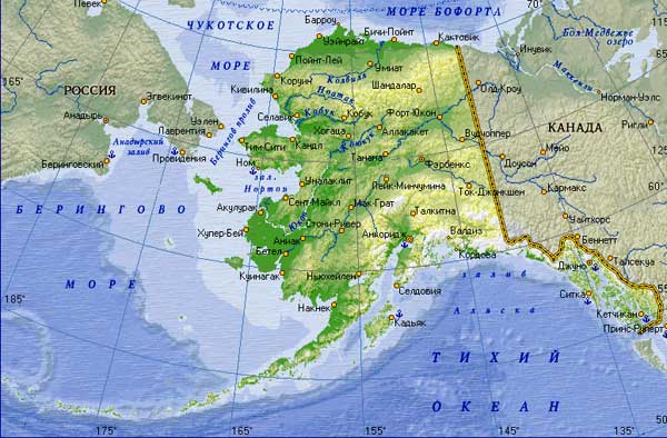 Современная карта штата Аляска