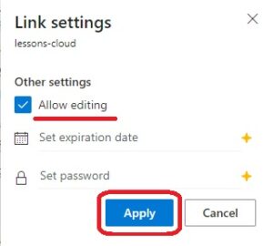 MS Word Online Link setting